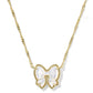 Clean shot of the necklace laid flat or worn, against a light background, clearly showing the bow pendant and short chain length.