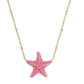 A gold chain necklace featuring a pink starfish pendant with textured pink enamel and gold-toned edges, shown against a plain white background.