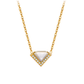 Gold necklace with a triangular pendant on a white background