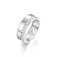 Side-by-side flat lay featuring masculine and feminine ring styles on a neutral backdrop. Alt: “Men and Women's Moissanite Eternity & Engagement Rings – Unisex Collection.”