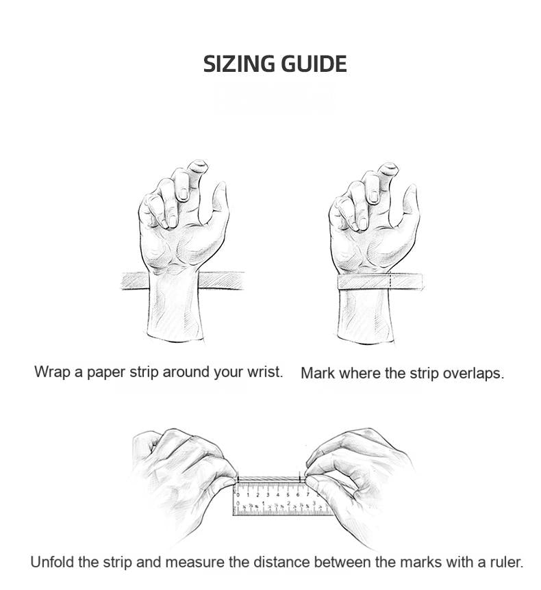 “Bracelet size chart with rope chain width and length options”