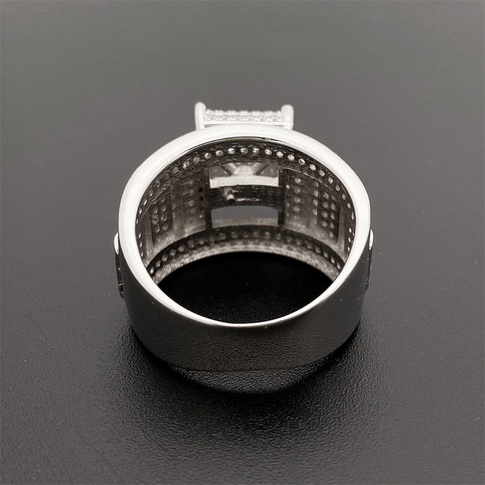 Grid showing multiple ring styles on dark background. Alt: “Men's Moissanite Ring Collection – Gold Hip-Hop.”