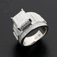 Grid showing multiple ring styles on dark background. Alt: “Men's Moissanite Ring Collection – Gold Hip-Hop.”
