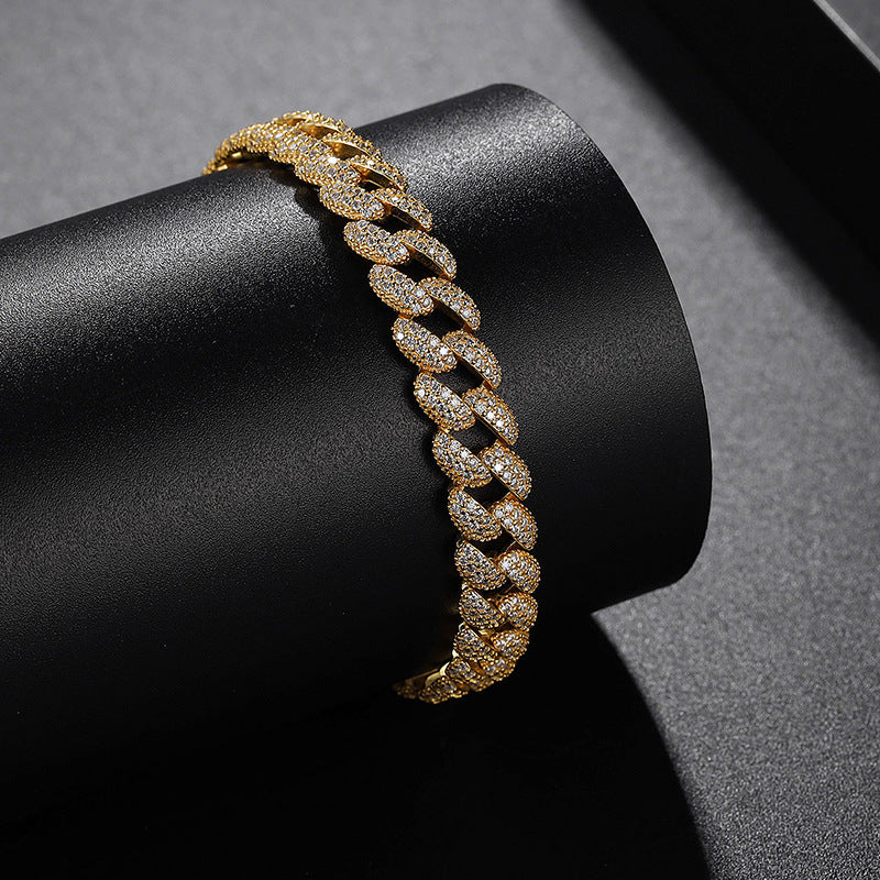 High-definition shot of the bracelet laid flat and fully extended on pure white background.
