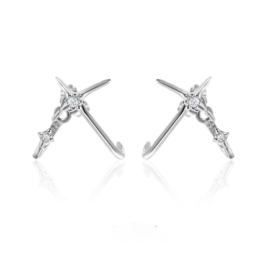 "Minimalist S925 sterling silver zircon stud earrings unisex display"