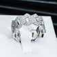  Gold 2-row cuban ring on neutral background, showing double pavé sparkle. Alt: “Moissanite 2-Row Cuban Link Ring – 18K Gold.”
