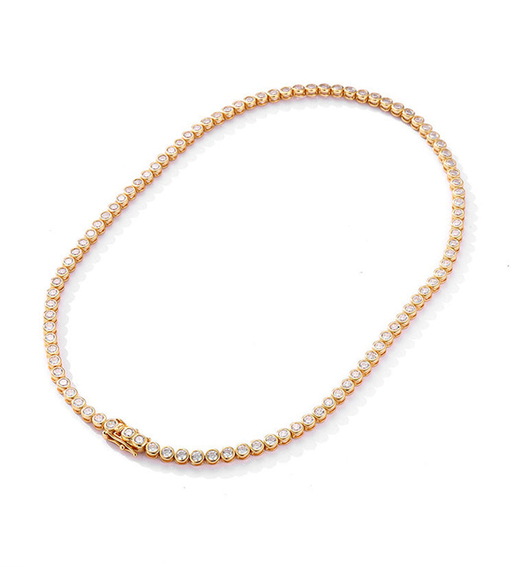 High-definition shot of the necklace laid flat and fully extended on pure white background.