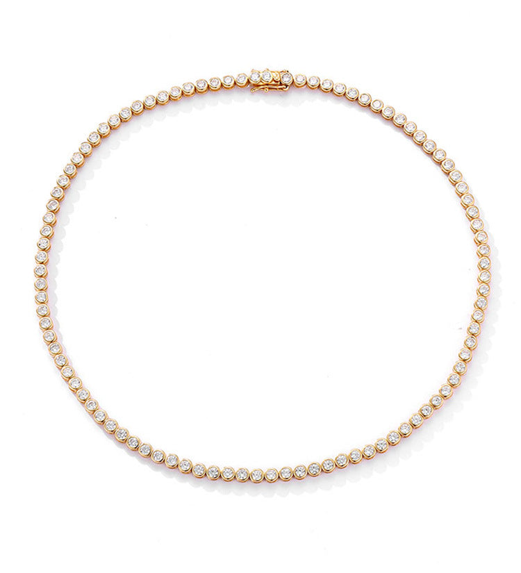 High-definition shot of the necklace laid flat and fully extended on pure white background.