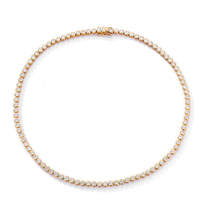 High-definition shot of the necklace laid flat and fully extended on pure white background.