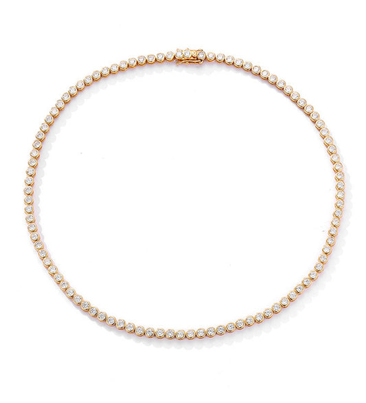 High-definition shot of the necklace laid flat and fully extended on pure white background.