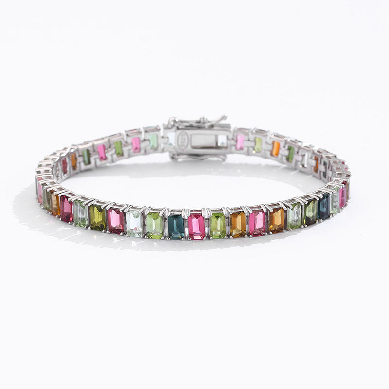 High-definition shot of the bracelet laid flat and fully extended on pure white background.