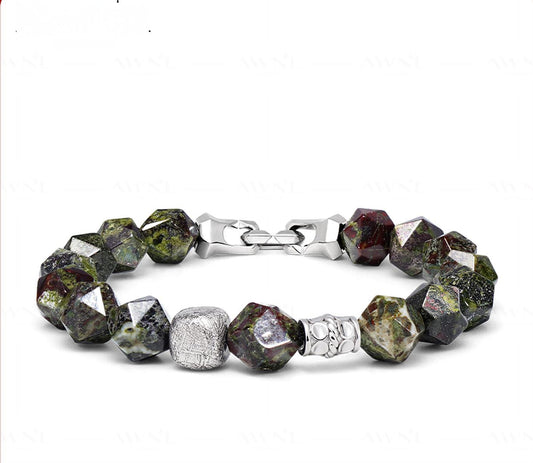 Bracelet with faceted beads on a white background