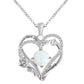 Heart-shaped silver pendant with 'I love you' engraving and opal stone on a white background