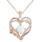 Rose gold heart-shaped pendant with 'I love you' engraving on a white background