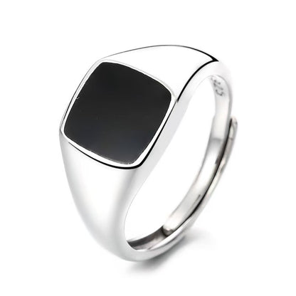 Olympus Signet Ring Sterling Silver/Black