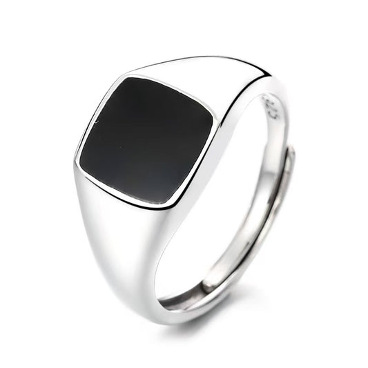 Olympus Signet Ring Sterling Silver/Black