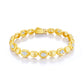 Clean white background — the oval beaded moissanite bracelet laid flat on a neutral surface or displayed on a wrist form. The oval moissanites catch light, showcasing brilliant cut sparkle, while polished beads add soft texture and balance.