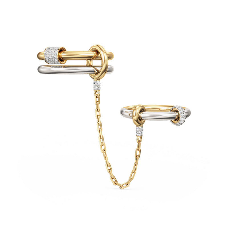 “Close-up of rainbow zircon details on silver ring showing sparkling multicolor gems”