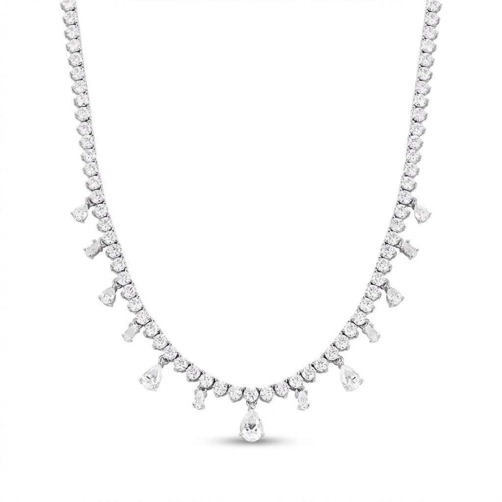 Diamond necklace on a white background
