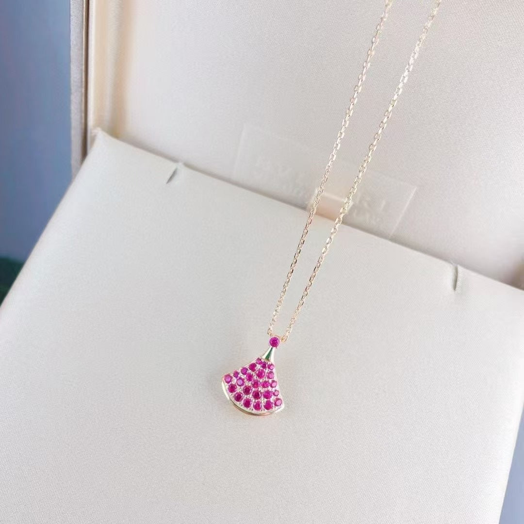 “Petal Grace” Natural Mother-of-Pearl Fan Pendant Necklace 