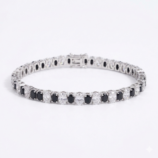 High-definition shot of the bracelet laid flat and fully extended on pure white background.