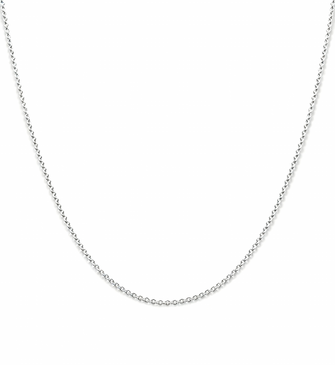 S925 Sterling SilverYuanbao Chain Necklace 1mmSilver chain necklace on a white background