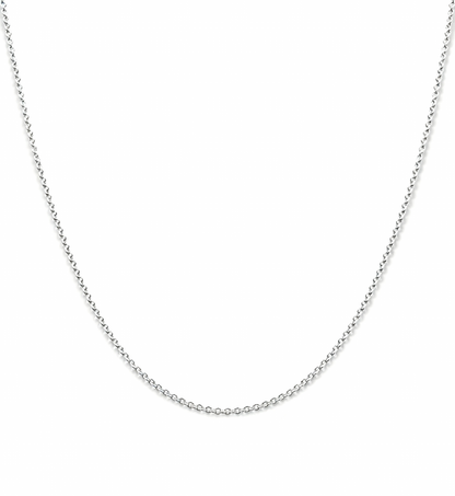 S925 Sterling SilverYuanbao Chain Necklace 1mmSilver chain necklace on a white background
