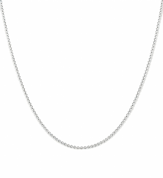 S925 Sterling SilverYuanbao Chain Necklace 1mmSilver chain necklace on a white background