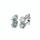 Pair of silver stud earrings with clear gemstones on a white background