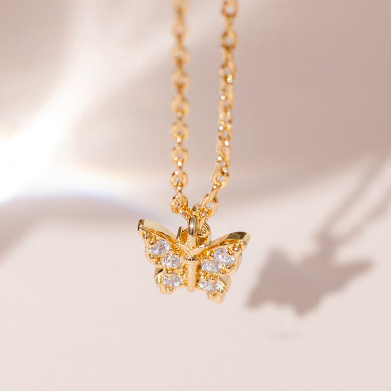 Close-up of Butterfly Pendant with Cubic Zirconia Stones