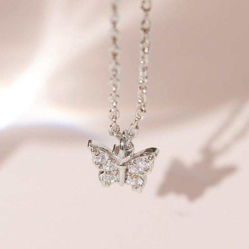 Close-up of Butterfly Pendant with Cubic Zirconia Stones