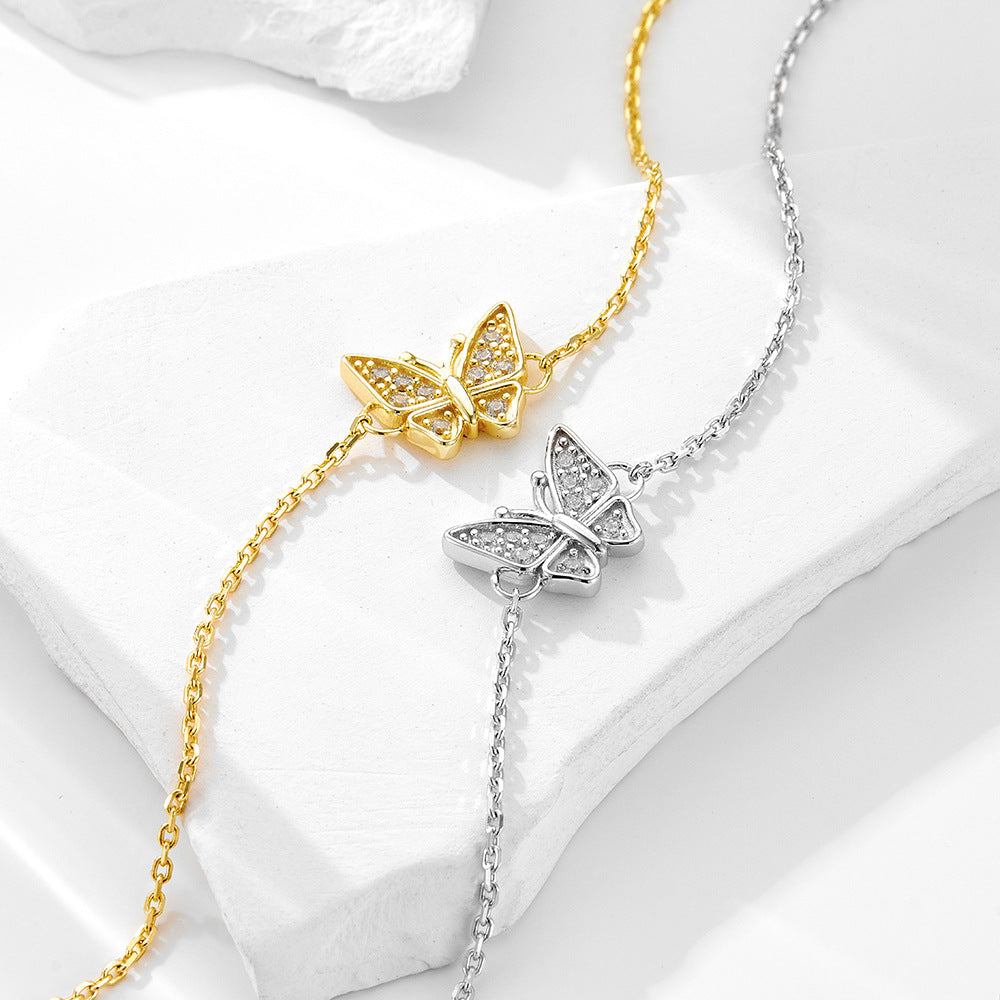 Close-up of Butterfly Charm with Cubic Zirconia Stones