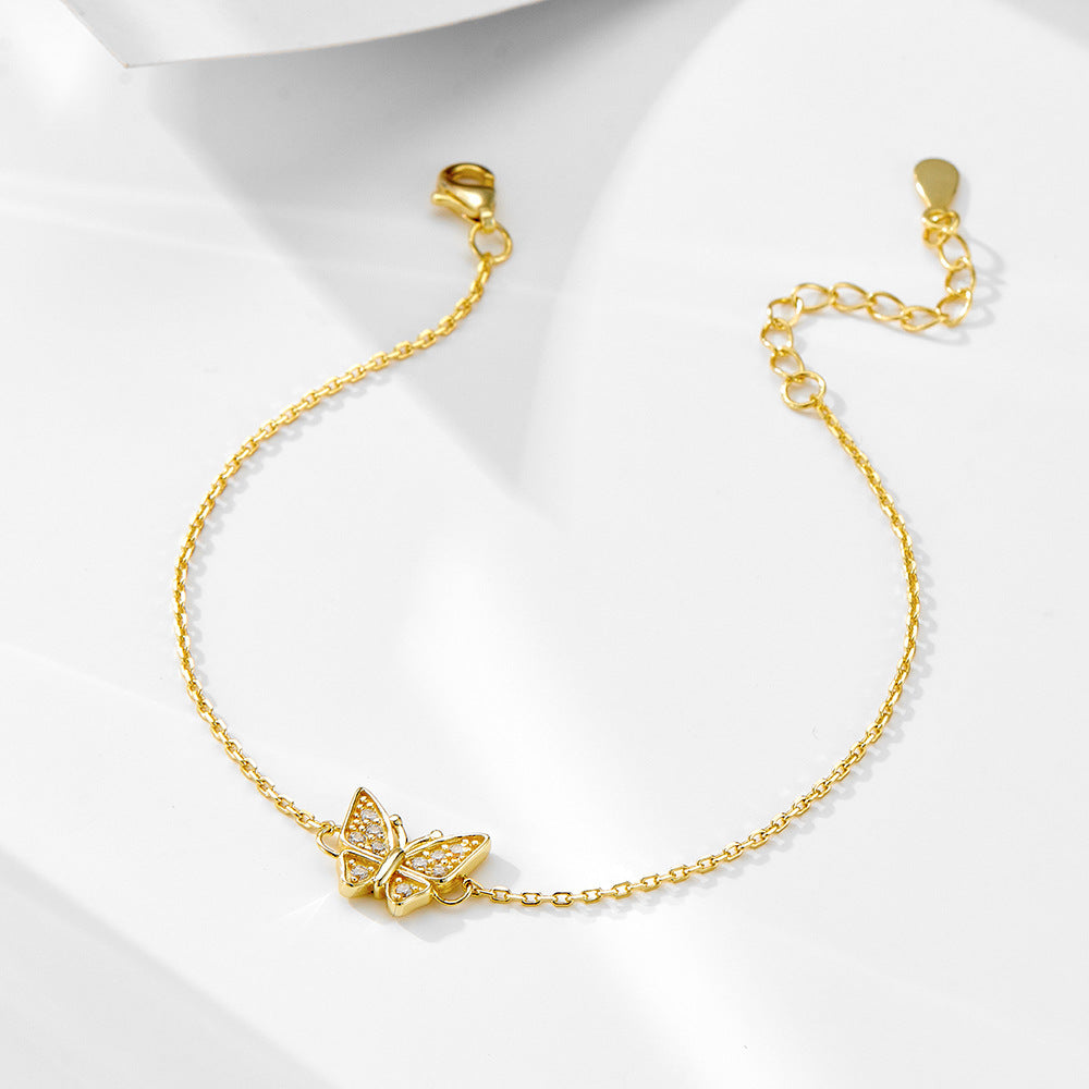 Close-up of Butterfly Charm with Cubic Zirconia Stones