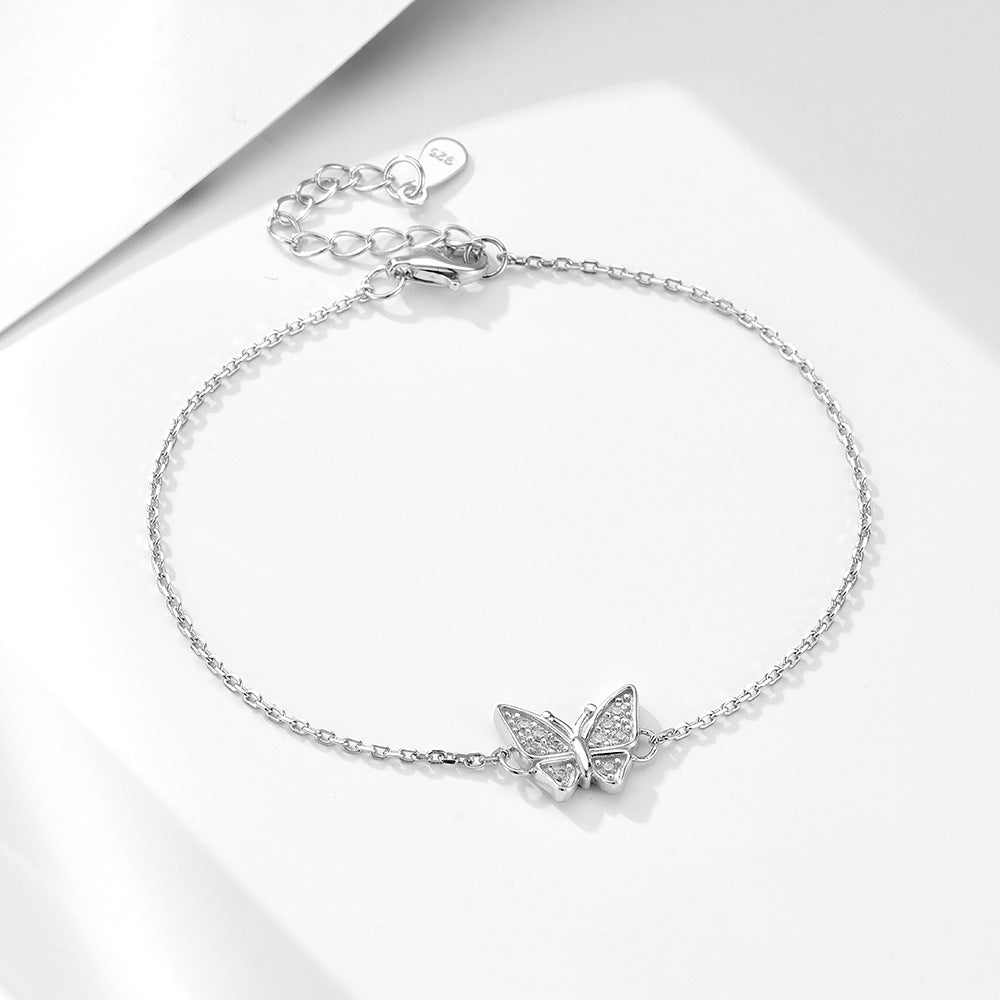 S925 Sterling Silver Butterfly Zircon Bracelet for Women