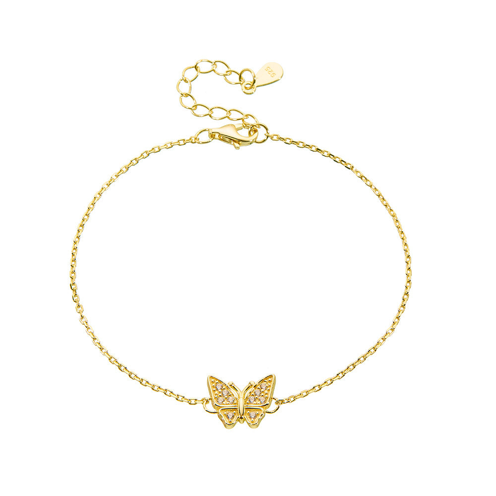 S925 Sterling Silver Butterfly Zircon Bracelet for Women
