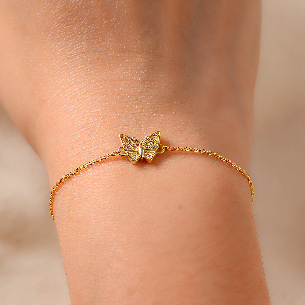 Woman Wearing Light Luxury Butterfly Bracelet