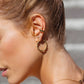 Woman Wearing Minimalist No Piercing Silver Ear Cuff
