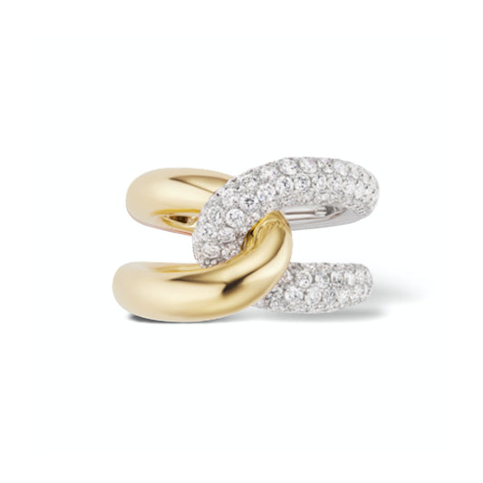 S925 Sterling Silver Cross Full Zircon Ring on White Background