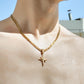 “Sterling silver eight point star pendant necklace flat lay for men”