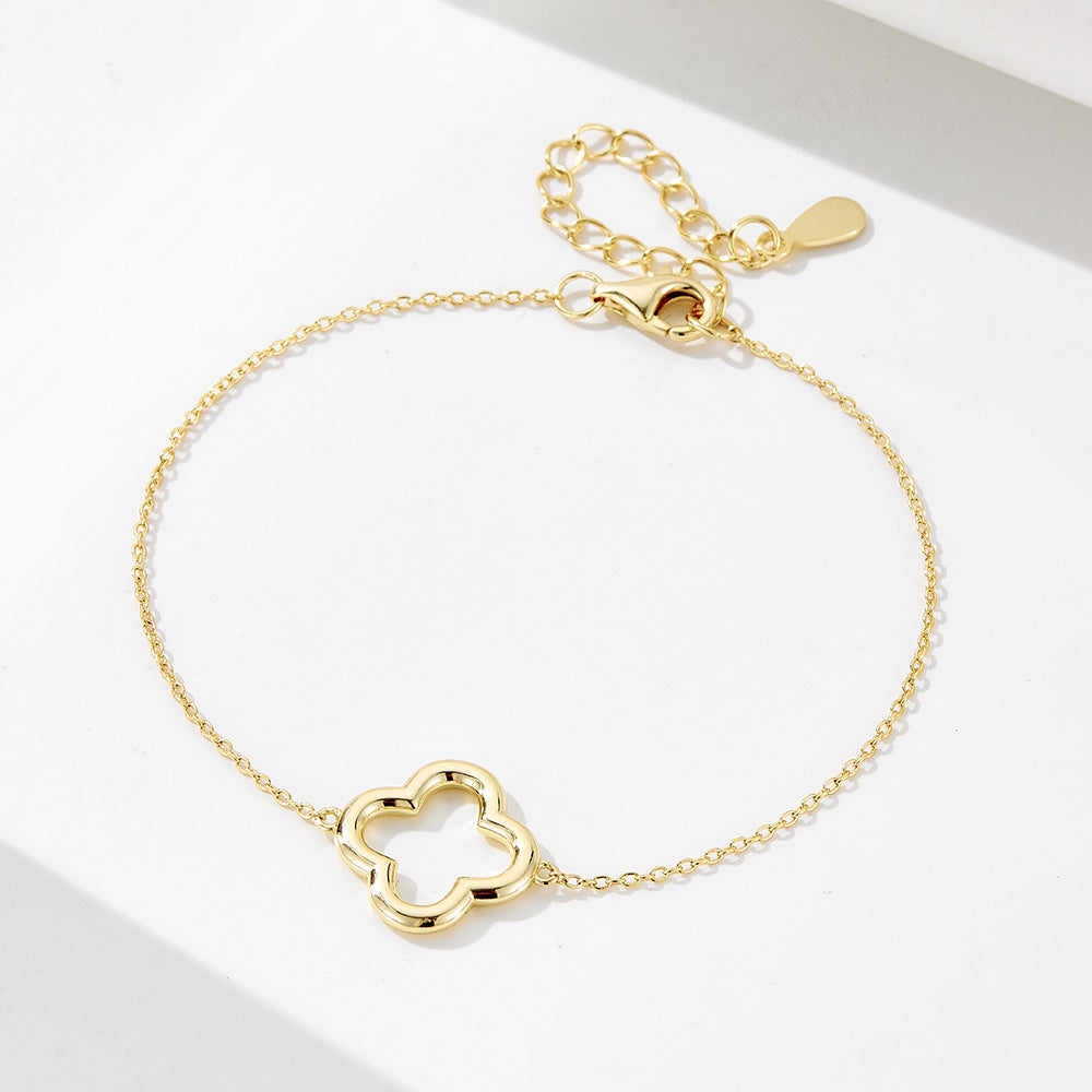 S925 Sterling Silver Four-Leaf Clover Bracelet for Women