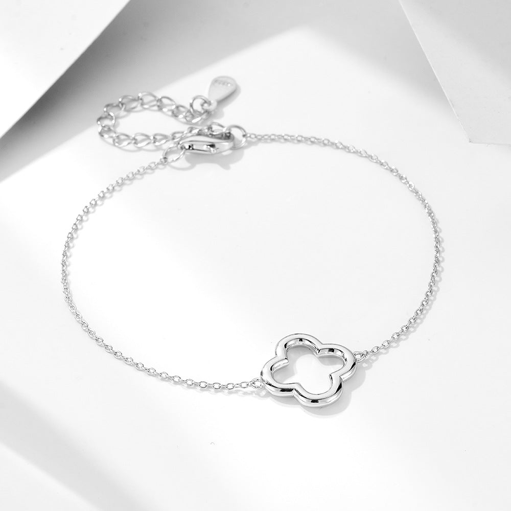 S925 Sterling Silver Four-Leaf Clover Bracelet for Women