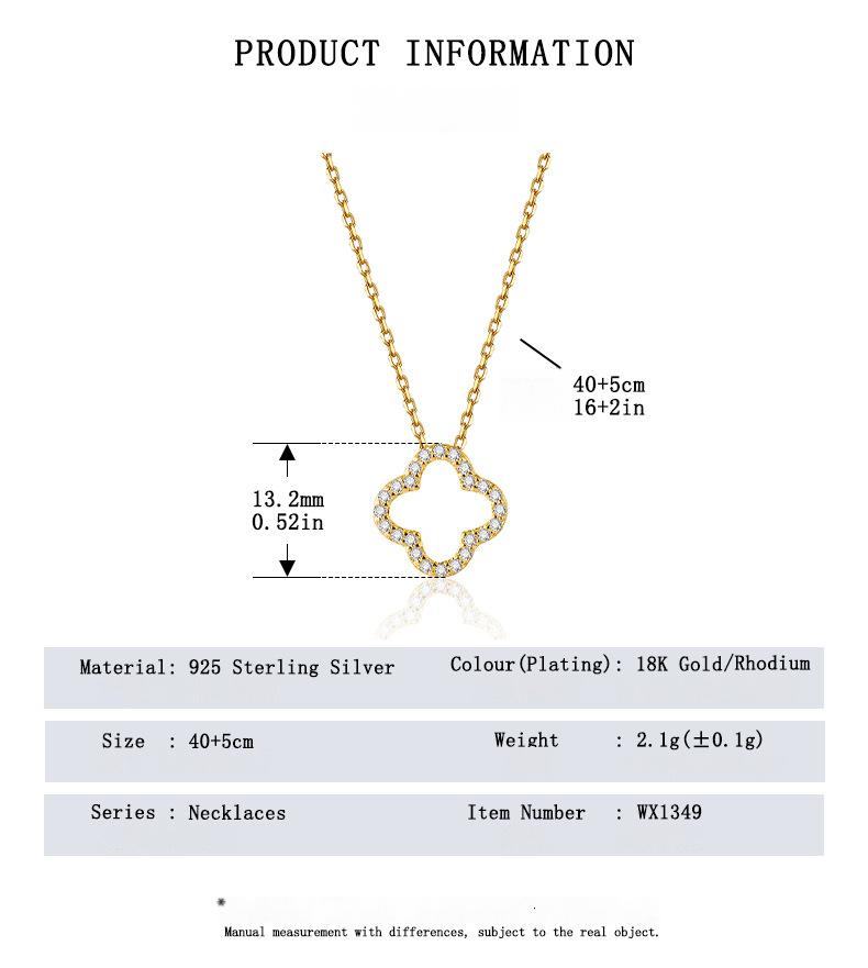 Woman Wearing Minimalist Silver Four Leaf Clover Necklace