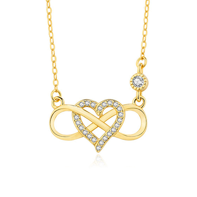 S925 Sterling Silver Heart Pendant Necklace with Micro CZ on White Background