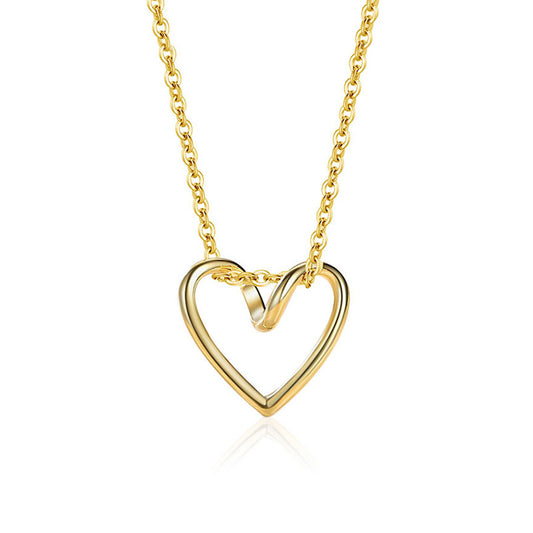 “Flat lay of S925 sterling silver interlocking rings necklace on white background”