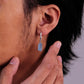 “Unisex aquamarine drop earrings styled on model – modern minimalist look”