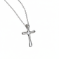 “Flat lay of S925 sterling silver molten cross pendant necklace with irregular texture”
