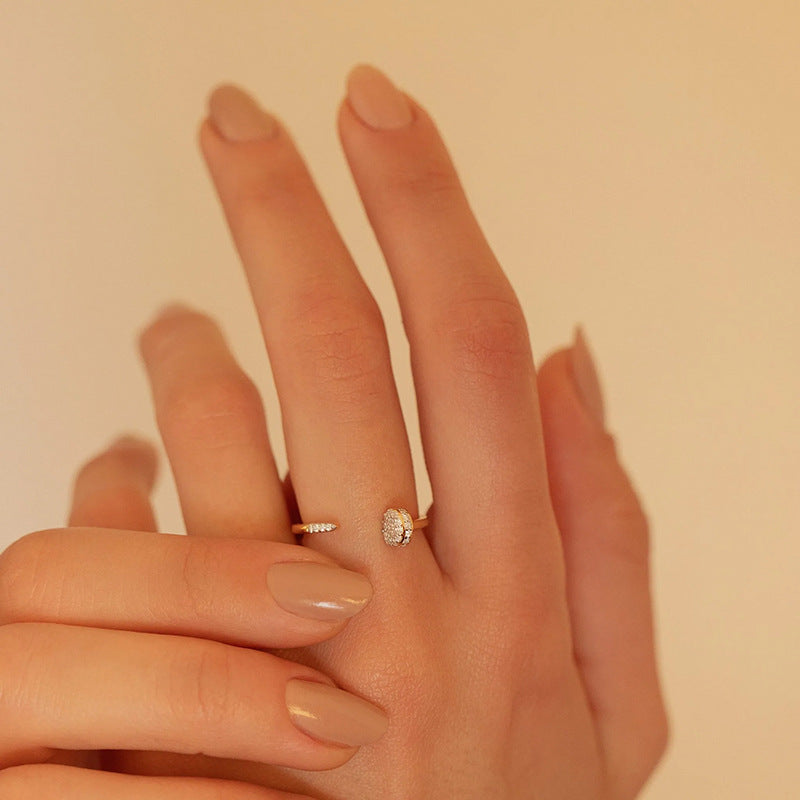 “Model wearing S925 silver nail ring showcasing elegant minimalist sparkle”