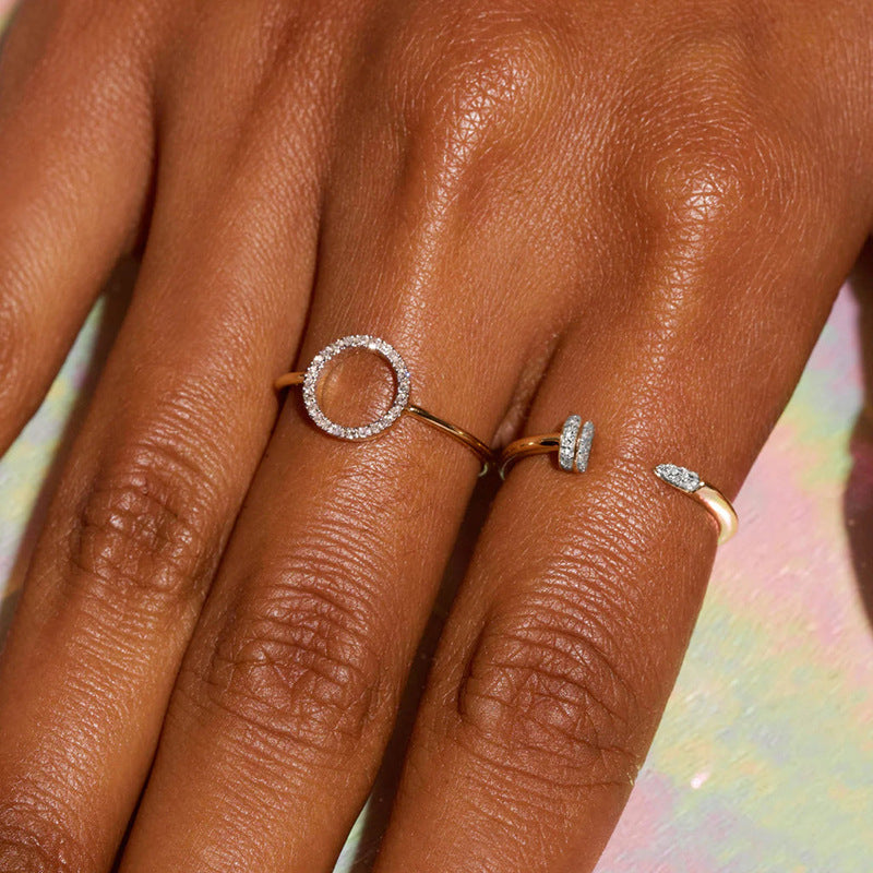 “Model wearing S925 silver nail ring showcasing elegant minimalist sparkle”