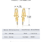 Gold S925 Sterling Silver Nyx Stars & Moon Earrings, shown with measurements and product details.