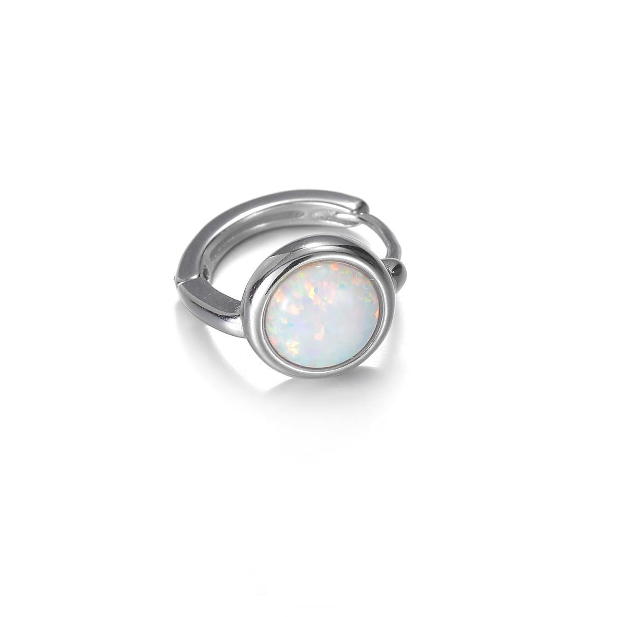 minimalist unisex opal hoop earrings product image
